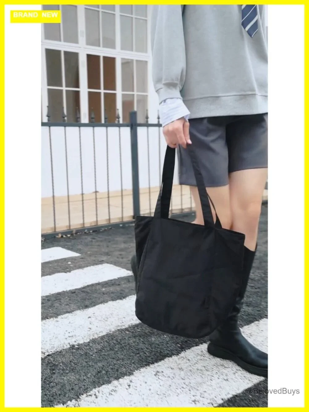 Lightweight Nylon Tote Bag with Multiple Pockets, Water-Resistant for Travel